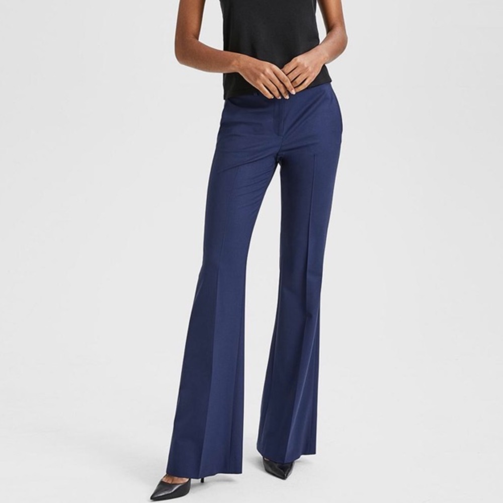 Theory Navy Blue Flare Trousers